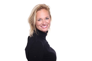 Commercial woman with blond hair