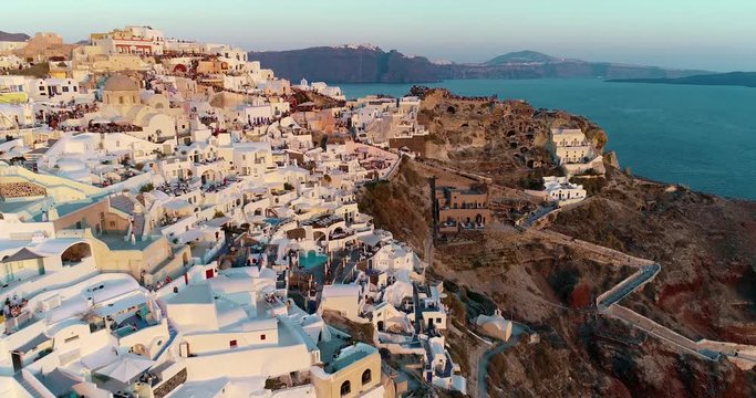 village oia the island of santorini in aerial view