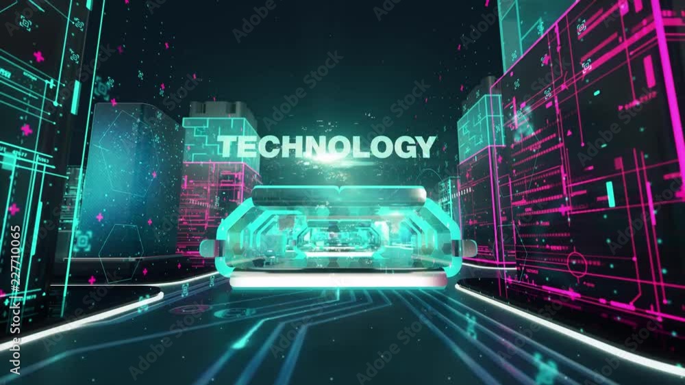 Wall mural grid computing with digital technology concept