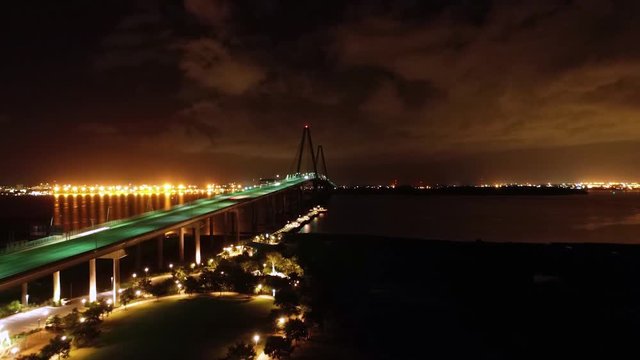 Hyperlapse of the Ravenel Bridge in Charleston SC. 1 Second shutter speed shot at 2 second intervals on the DJI Phantom 4 moving at 0.5 mph.