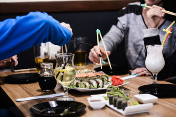 food dish sushi cocktails