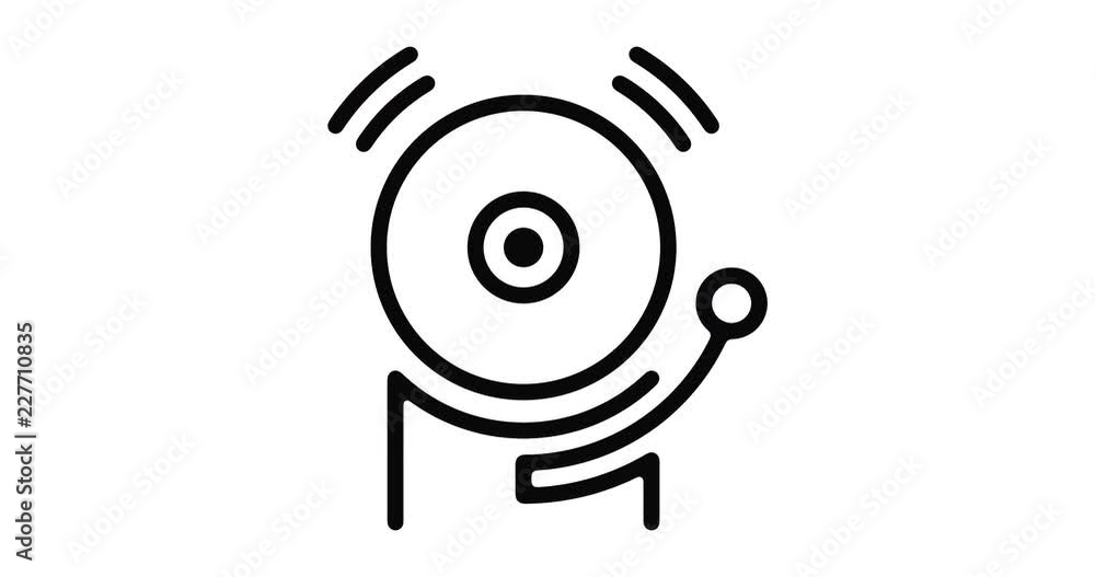 Poster alarm line icon motion graphic animation with alpha channel.