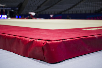 A gymnastic floor in a gymnastic arena 