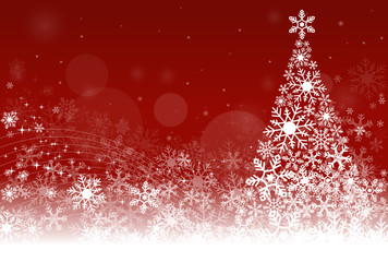 クリスマスカード背景：ツリー／レッド