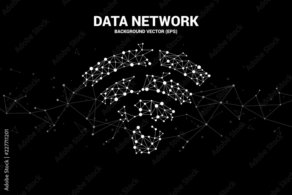 Poster Vector Polygon dot connect line shaped mobile data icon. Concept for data transfer of  mobile and wi-fi data network.
