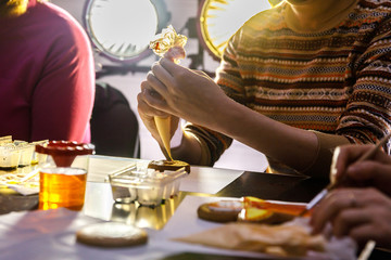 Painting festive gingerbread