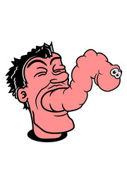 mund essen hunger parasit alien monster würgen loch boden kopf wurm comic cartoon clipart design raupe regenwurm glücklich schlange klein ekelig regen