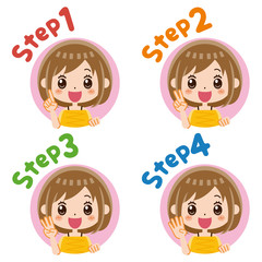 女性　ステップ　アイコン