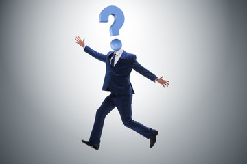 Businessman with question mark instead of his head