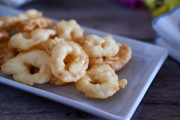 onion ring on old wooden