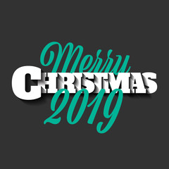 Merry Christmas 2019 sign on the black background