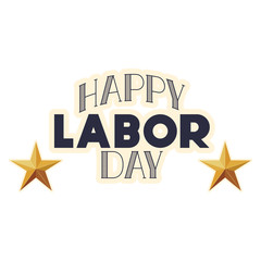 happy labor day with star isolated icon