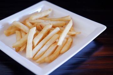 french fries with ketchup on plate