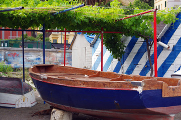 Boat under pergola