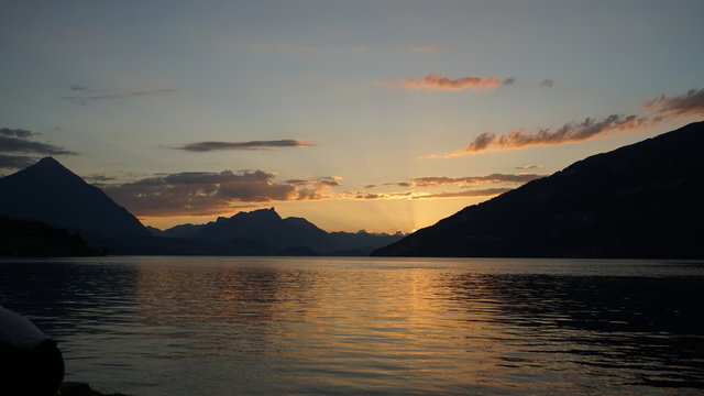 Thunersee, Sonnenuntergang, 14082016