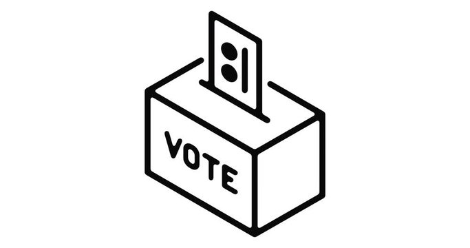 Ballot box line icon motion graphic animation with alpha channel.