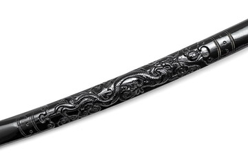 Dragon Saya : Scabbard of Japanese sword with dragon isolated in white background.