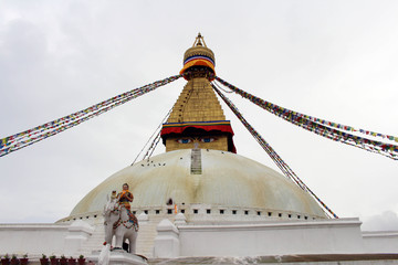 The colorful prayer flags of Boudhanath Stupa in Kathmandu
