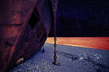 Barco, Luna, Marte, Astronauta, Diseño, Fotomontaje © Diego