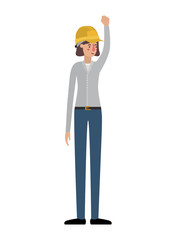 young woman construction with hand up avatar character