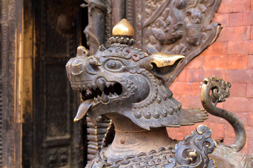 Translation: The lion like statues around Bhaktapur Durbar Square