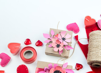Gift wrapping for Valentine's day. Paper craft