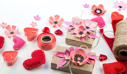 Gift wrapping for Valentine's day. Paper craft