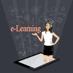 e-learning with virtual girl in the tablet