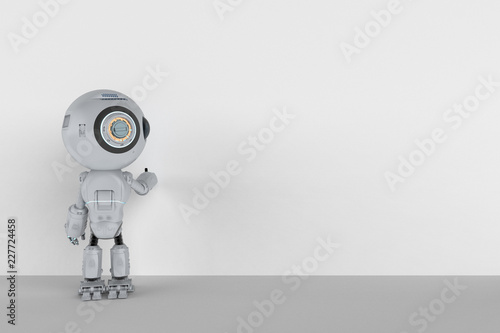 Mini Robot With Blank Board Stock Photo And Royalty Free Images On