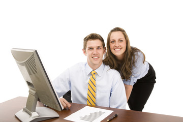 business team working at computer