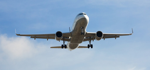 Passenger plane departing in afternoon