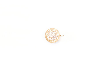 A cup of cocoa with marshmallows on a white background. Winter days concept. Minimalism. Top view, flat lay