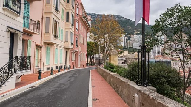 The Rock of Monaco. Street view. Motion lapse video.