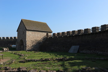 Inside view of the yard and main tower of the medieval castle Eketorp, Oland, Sweden