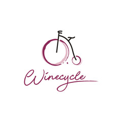 Fototapeta premium Red Wine Stain with Vintage Old Bicycle Bike logo design 