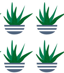 Exotic seamless pattern tropical houseplant in a flower pot.