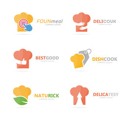 Set of chef hat logo combination. Kitchen and cooking symbol or icon. Unique bakery and restaurant logotype design template.