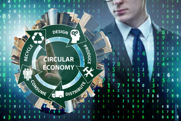 Concept of circular economy with businessman