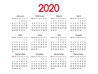 2019 new year vector red calendar modern simple design with round san serif font,Holiday event planner,Week Starts Sunday.