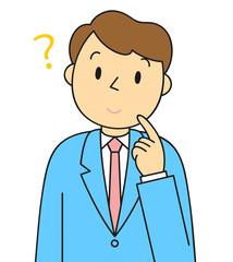 男性　ビジネスマン　疑問　考える