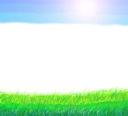Obraz premium background with green grass and blue sky