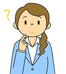 Obraz premium 女性 OL 事務員 疑問 考える