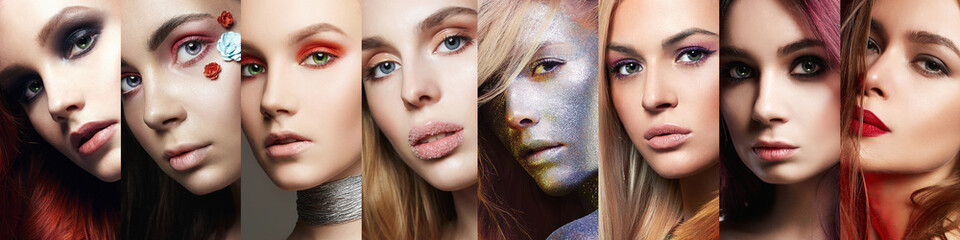 beauty collage. women. Makeup, beautiful girls