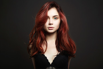 Healthy Red Hair Beautiful Young Woman