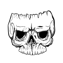Anatomically correct human skull isolated. Hand drawn line art vector illustration. tattoo design. life and dead. sticker template. skull mask. isolated background..