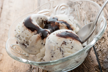 Ice cream with chocolate
