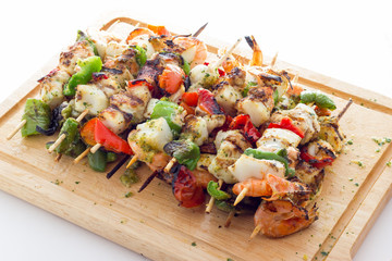 Fish and vegetable kebabs