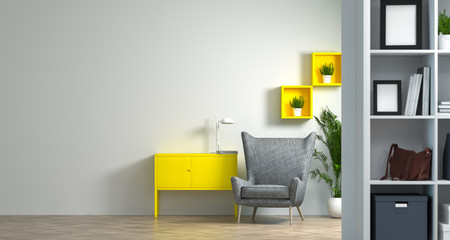 interior co working environments decoration living Room lounge model home office Meeting rooms have computers and notebooks.Online Business 3d rendering Work at home