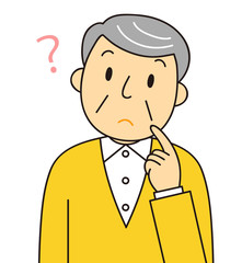 男性　シニア　おじいちゃん　考える