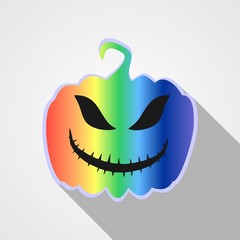Icon in the form of a festive pumpkin made in the style of flat design